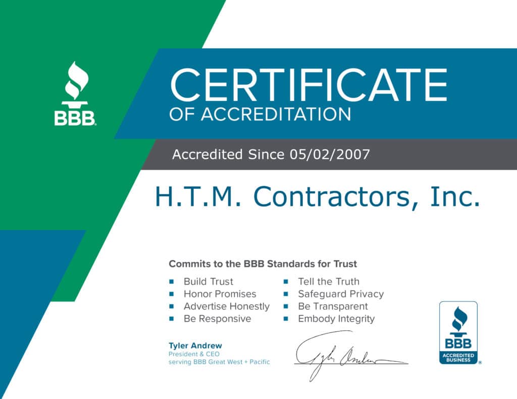 HTM Contractors BBB Certificate - Hawaii